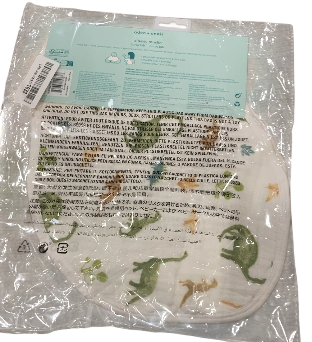 Aden + Anais Cotton Muslin Burpy Bib, Dino Jungle - Image 3