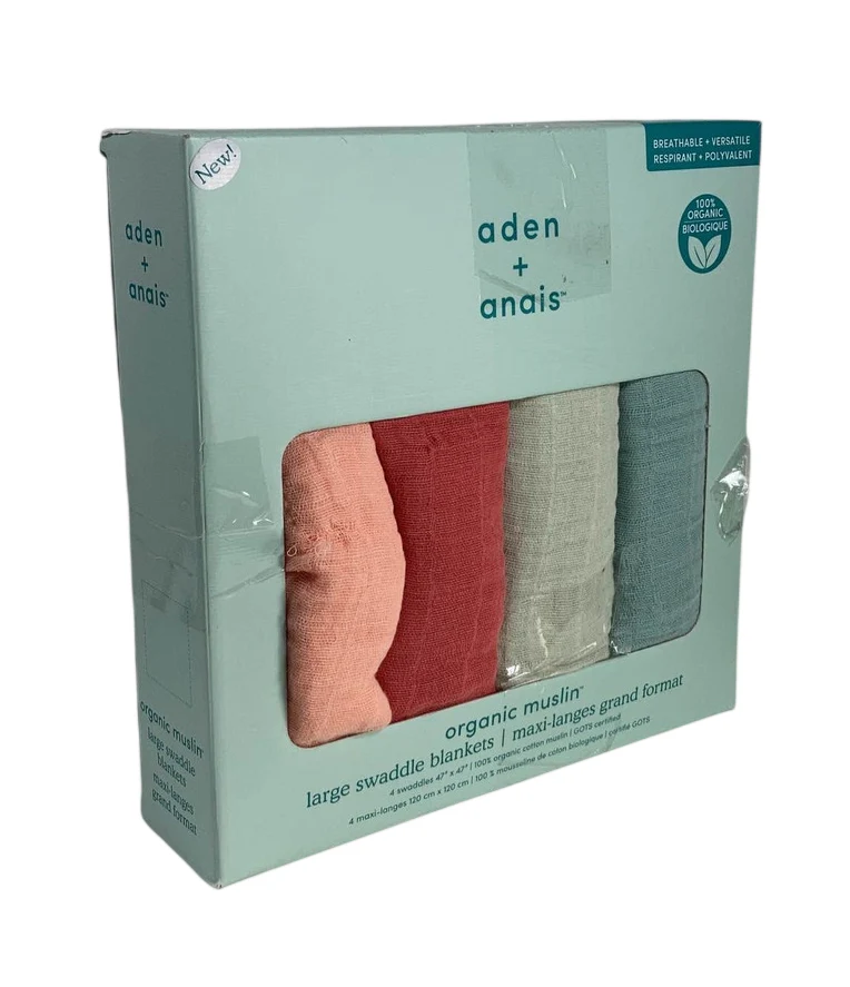Aden + Anais Cotton Muslin Swaddle, 4pk, Mother Earth Organic - Image 2