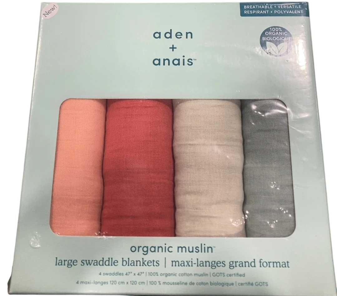 Aden + Anais Cotton Muslin Swaddle, 4pk, Mother Earth Organic - Image 4
