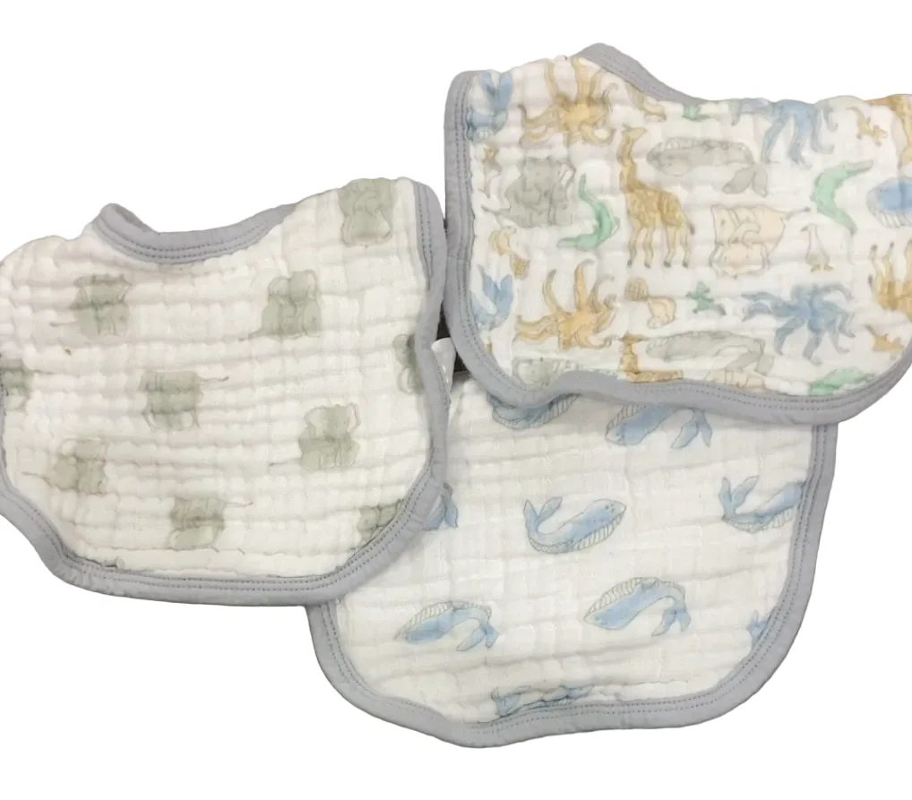 Aden + Anais Muslin Snap Bibs, 3 Pack, Natural History - Image 2