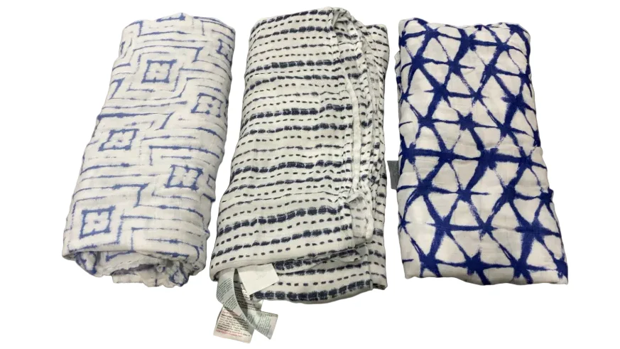 Aden + Anais Silky Soft Swaddles, 3 Pack, Indigo Shibori - Image 2