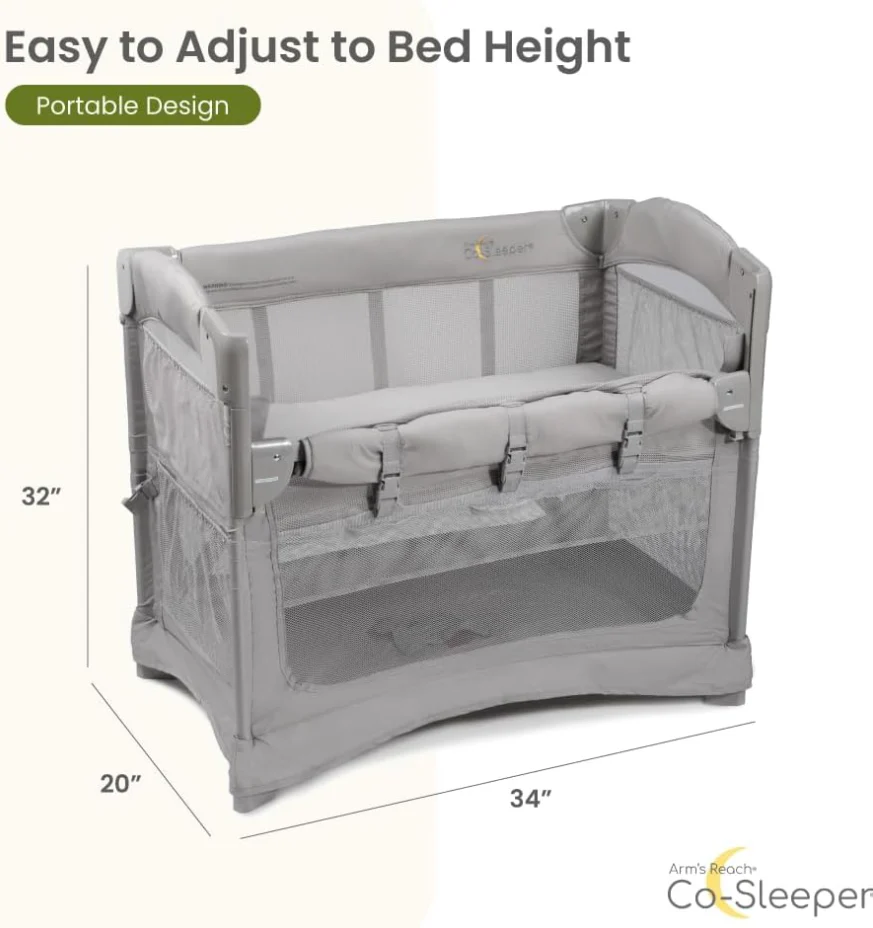 Arm's Reach Mini Ezee 3-in-1 Co-Sleeper, Gray - Image 3