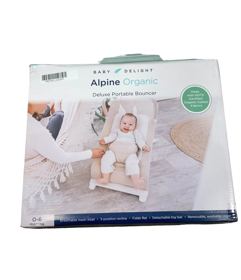 Baby Delight Alpine Deluxe Portable Bouncer, Organic Oat - Image 2