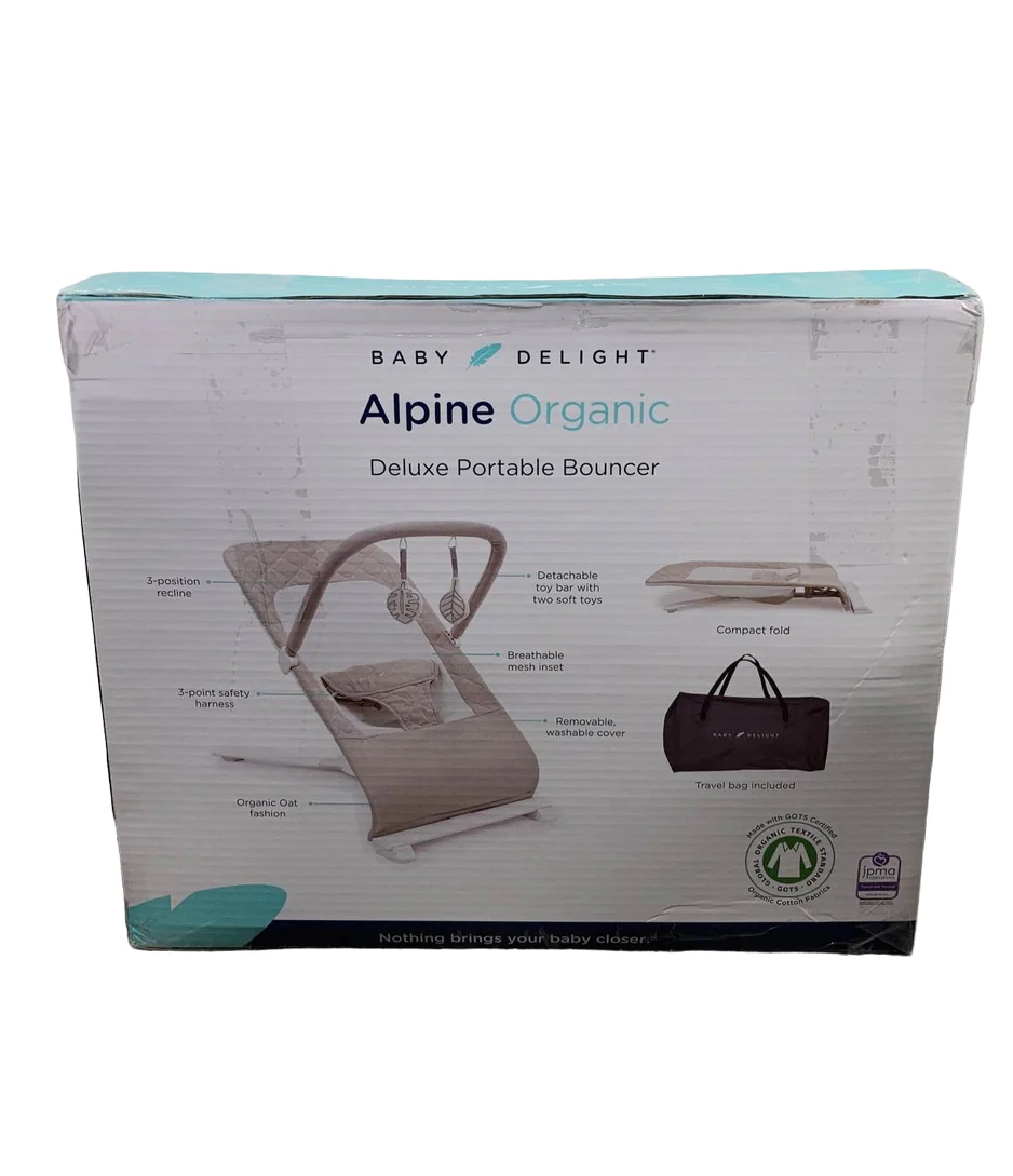 Baby Delight Alpine Deluxe Portable Bouncer, Organic Oat - Image 3