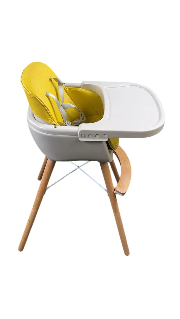 Baby Joy Convertible Wooden High Chair, Yellow - Image 3