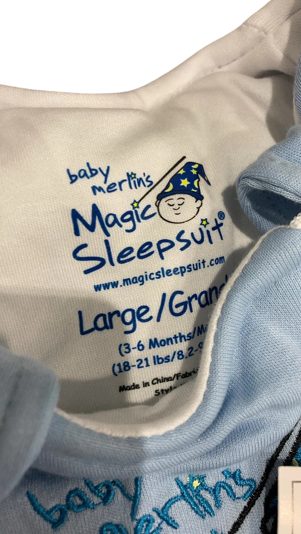 Baby Merlin's Magic Sleepsuit, Blue, Cotton, Large (18-21lbs) - Image 4