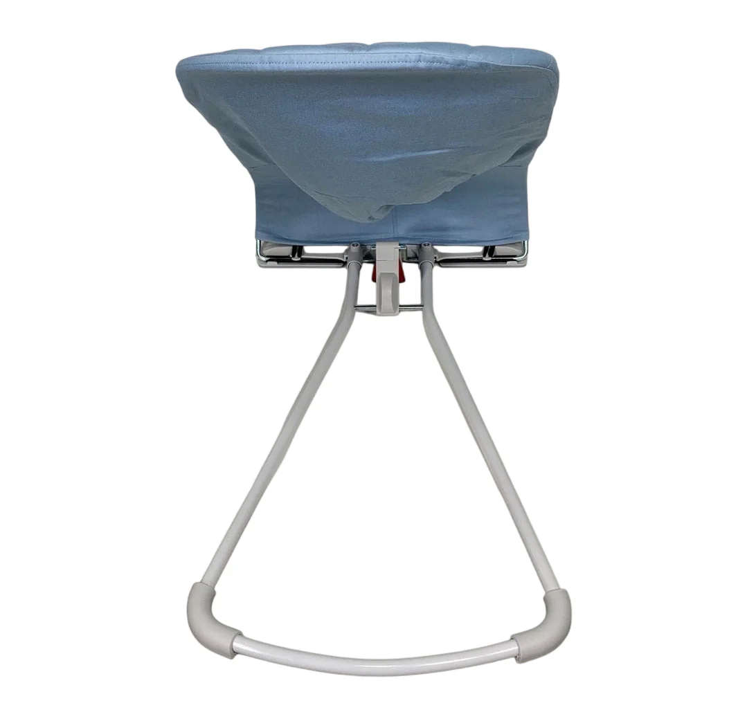 BabyBjorn Bouncer Bliss, Blue Cotton Petal Quilt, Light Gray Frame - Image 4
