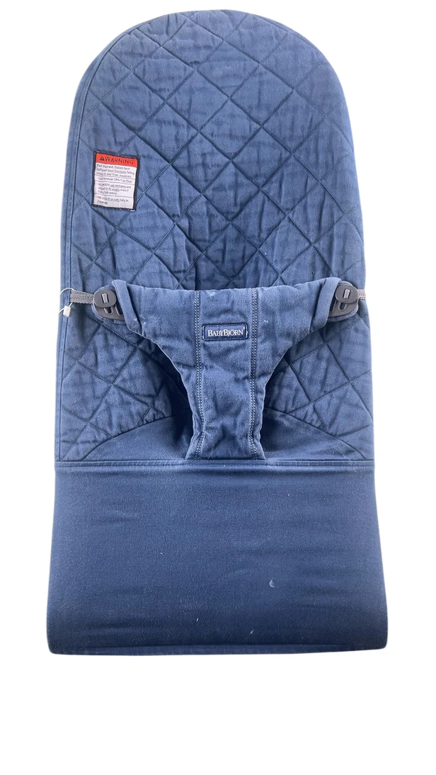 BabyBjorn Bouncer Bliss, Dark Gray Frame, Midnight Blue Cotton Classic Quilt - Image 2