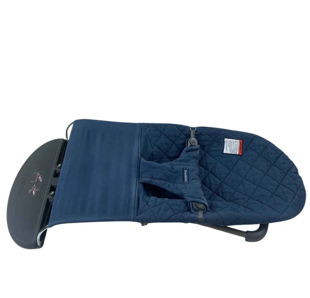 BabyBjorn Bouncer Bliss, Dark Gray Frame, Midnight Blue Cotton Classic Quilt - Image 6