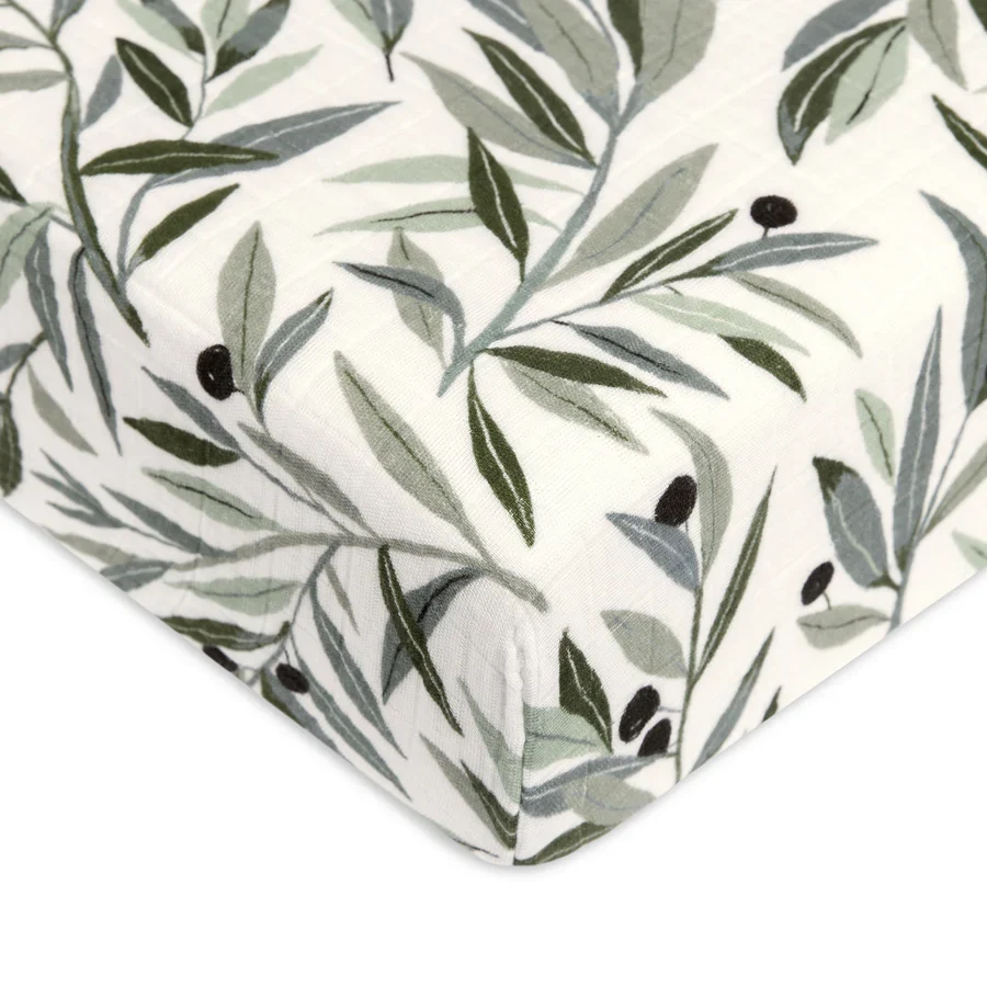 Babyletto Muslin Crib Sheet, Olive Branches