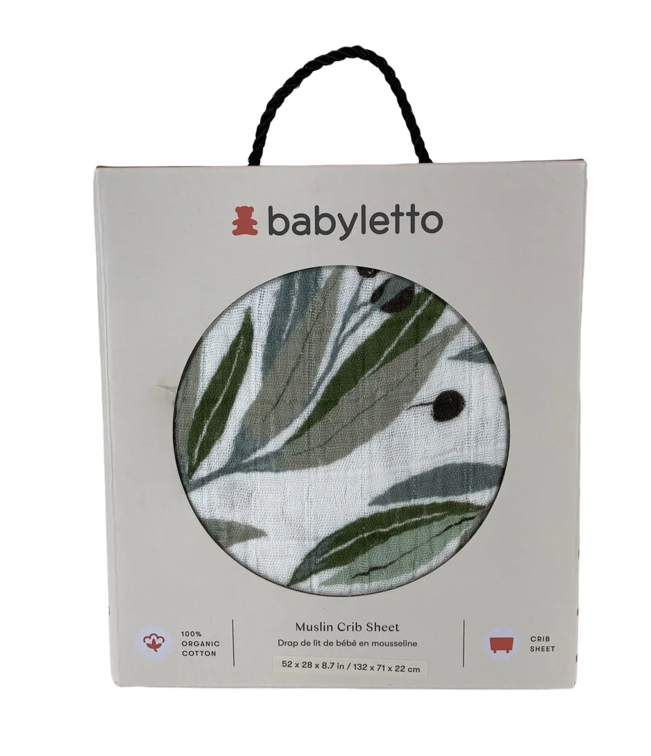 Babyletto Muslin Crib Sheet, Olive Branches - Image 2
