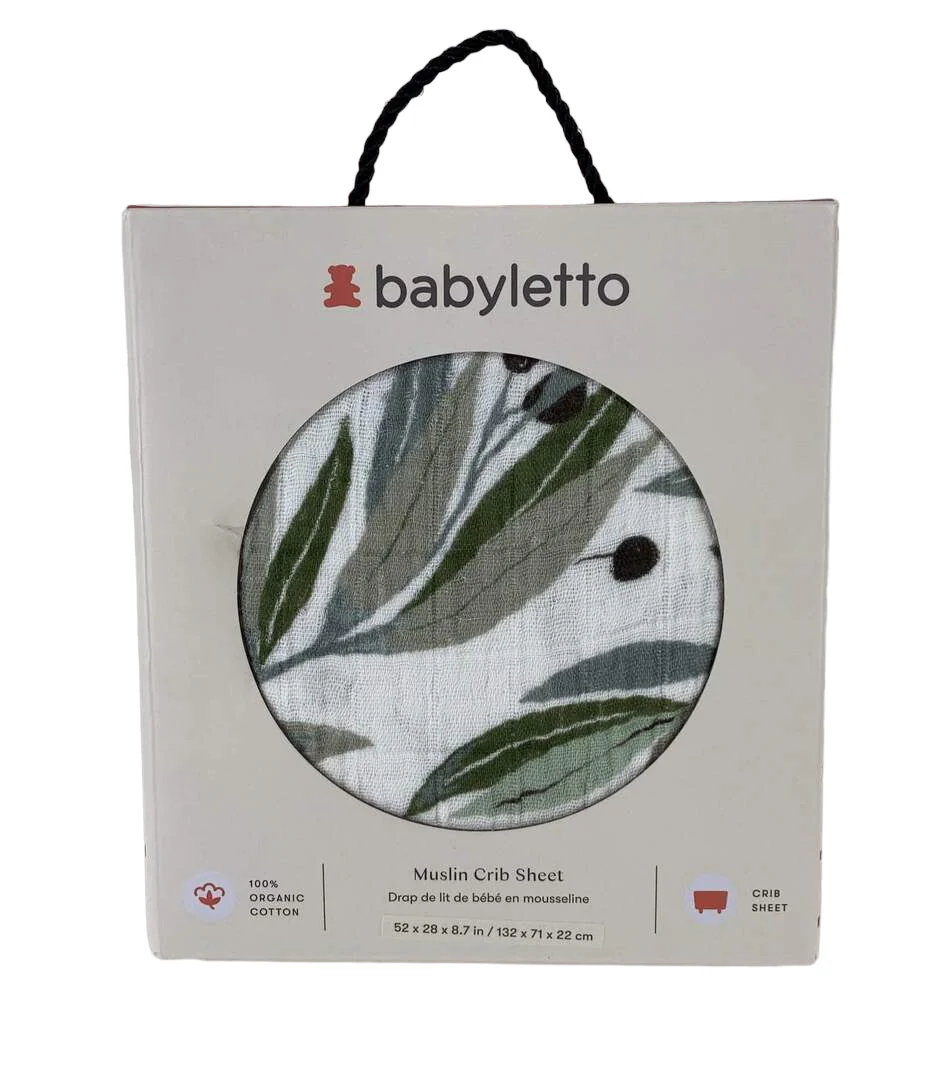 Babyletto Muslin Crib Sheet, Olive Branches - Image 4