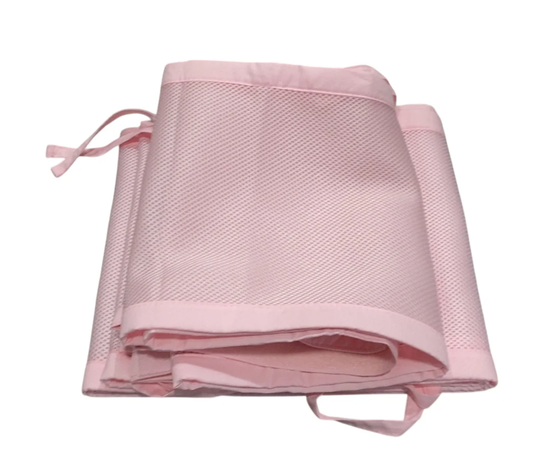 Breathable Baby Mesh Crib Liner, Full Size/4 Sides, Light Pink - Image 2