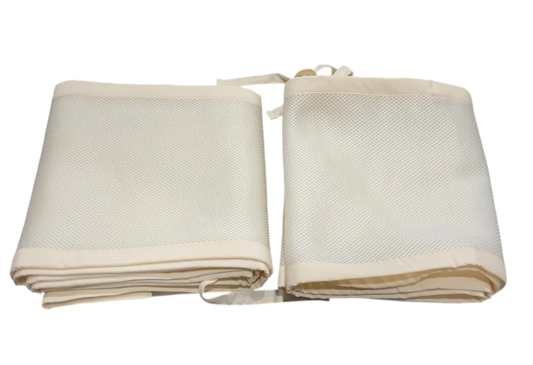 Breathable Baby Mesh Crib Liner, Full Size/4 Sides, Natural Ecru