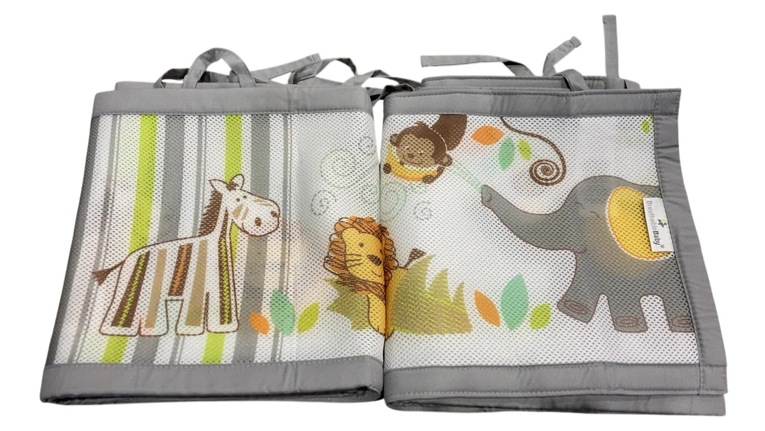 Breathable Baby Mesh Crib Liner, Full Size/4 Sides, Safari Fun Too - Image 2