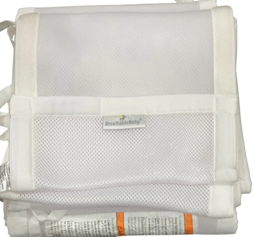 Breathable Baby Mesh Crib Liner, Full Size/4 Sides, White - Image 2