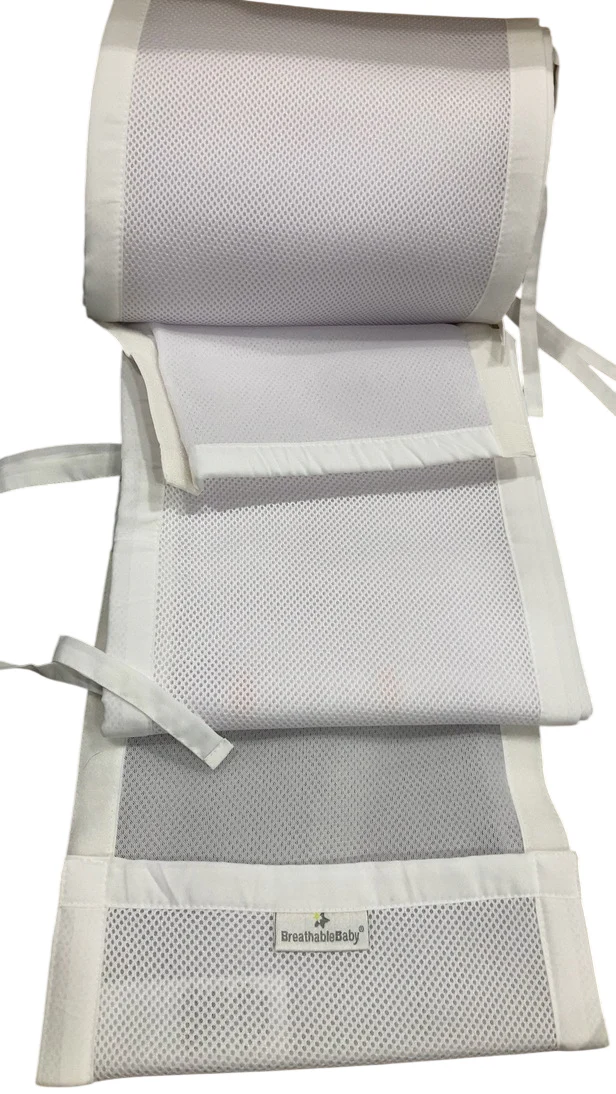 Breathable Baby Mesh Crib Liner, Full Size/4 Sides, White - Image 3