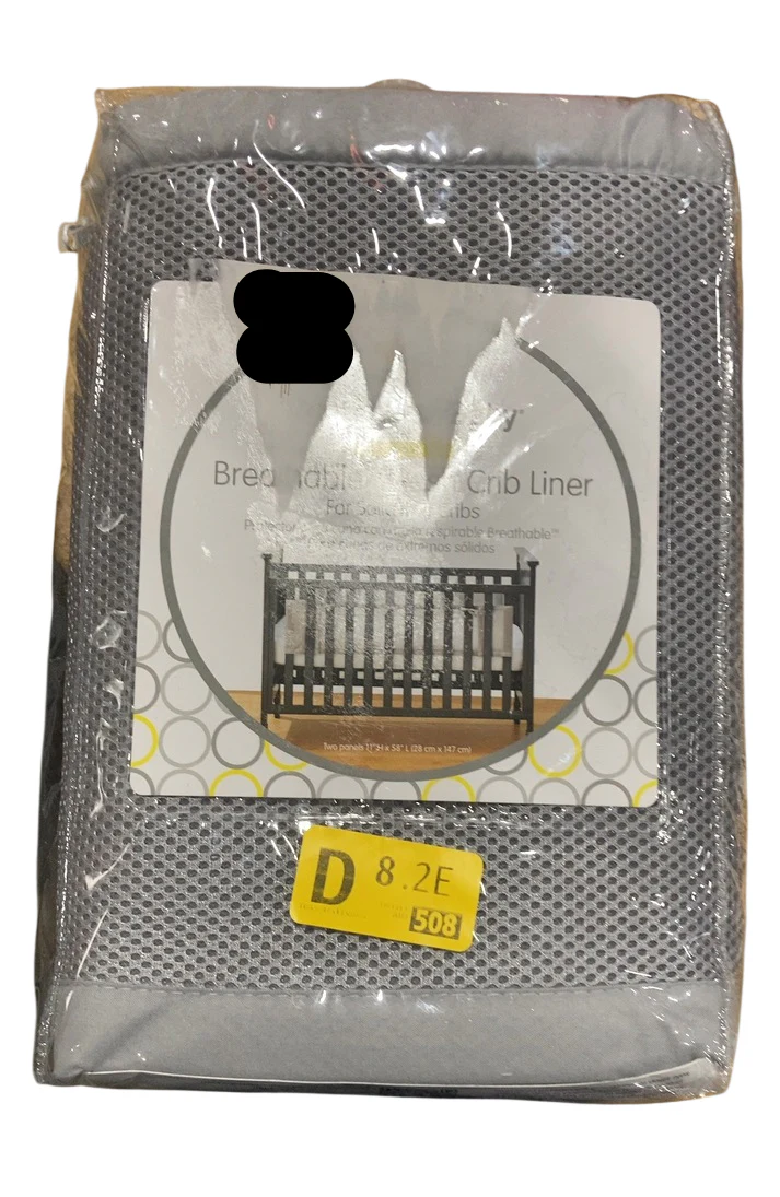 Breathable Baby Mesh Crib Liner, Grey, Full Size/2 Sides - Image 2