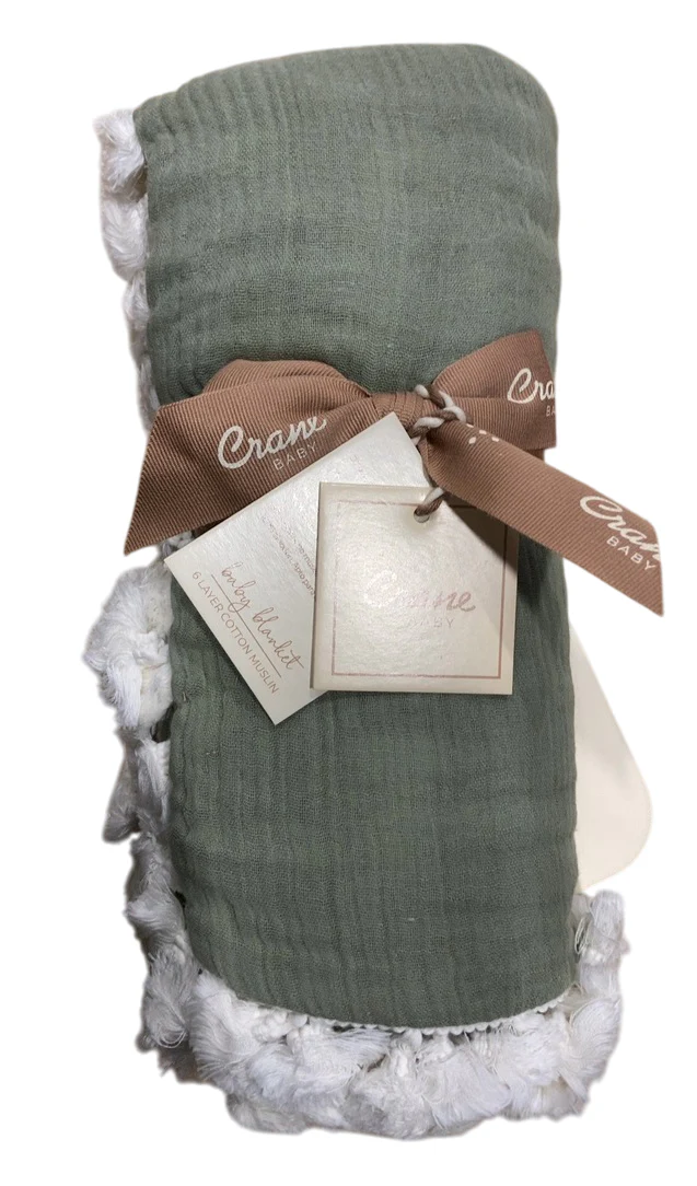 Crane Baby 6 Layer Muslin Blanket, Sage Green - Image 3