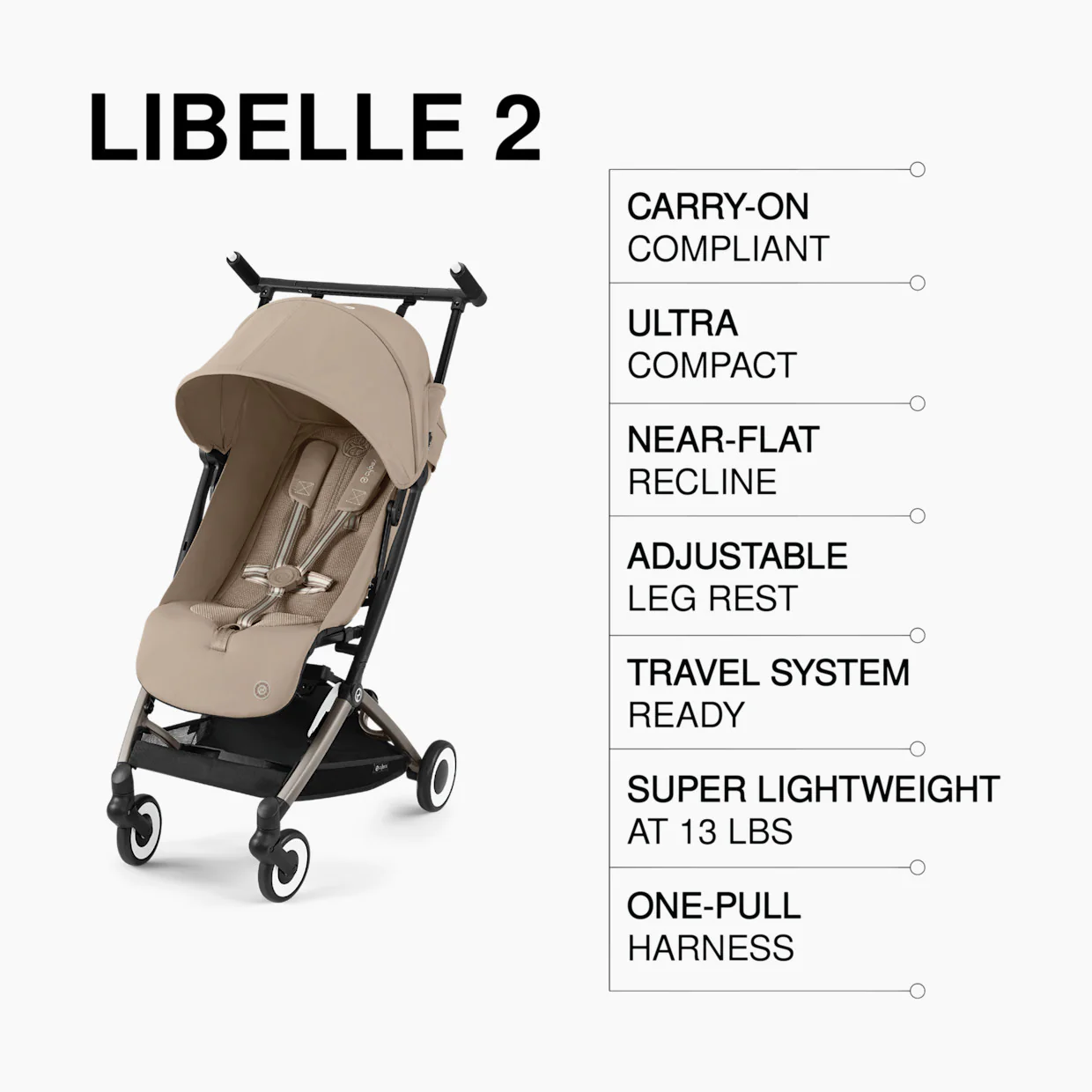 Cybex Libelle 2 Compact Stroller, 2024, Almond Beige - Image 3