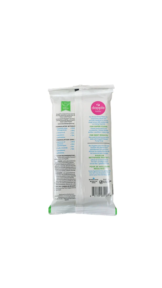 Dapple Baby Plant Based Breast Pump Cleaner Wipes, Single Pack, 25 Count - Image 2