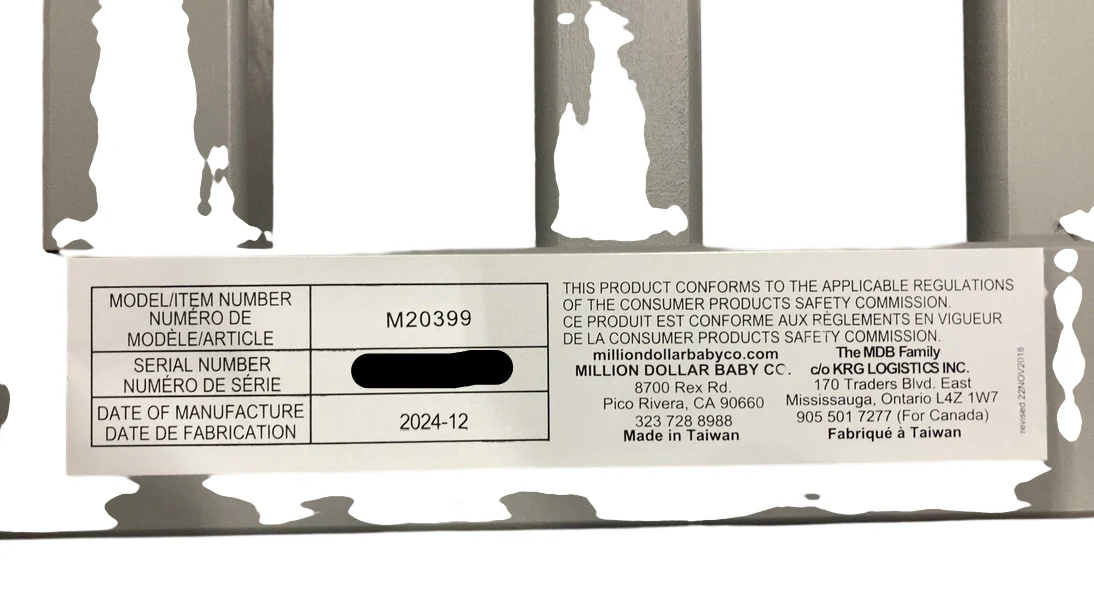 DaVinci Mini Toddler Bed Conversion Kit (M20399), Grey - Image 3