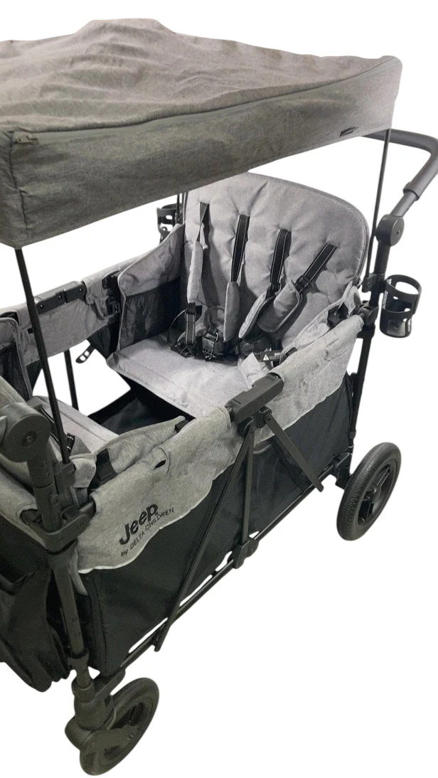 Delta Children Jeep Deluxe Wrangler Wagon Stroller with Cooler Bag and Parent Organizer, 4 Seater, Grey - Image 13