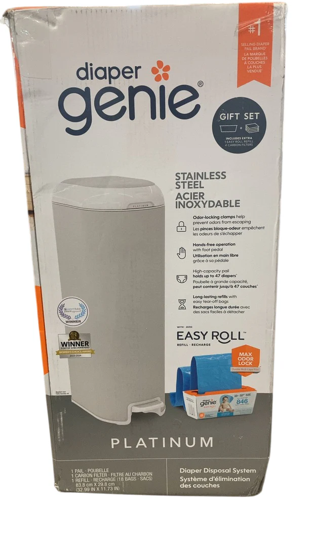 Diaper Genie Platinum Pail Gift Set, Grey - Image 3