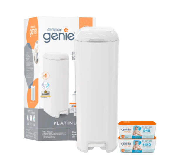 Diaper Genie Platinum Pail Gift Set, Lily White