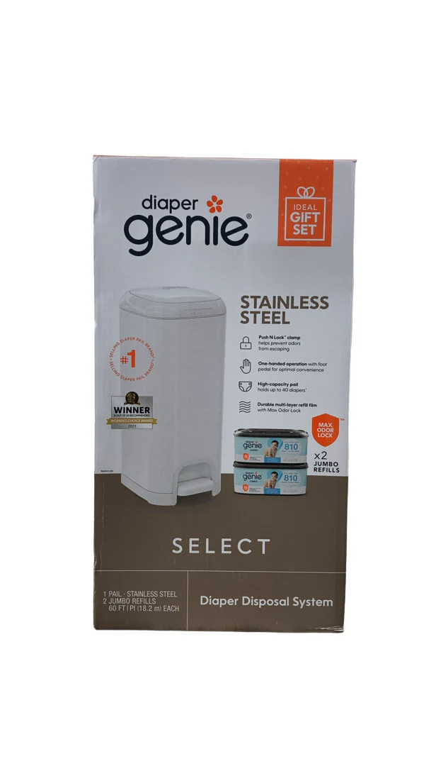 Diaper Genie Select Diaper Pail Gift Set, Lily White - Image 2