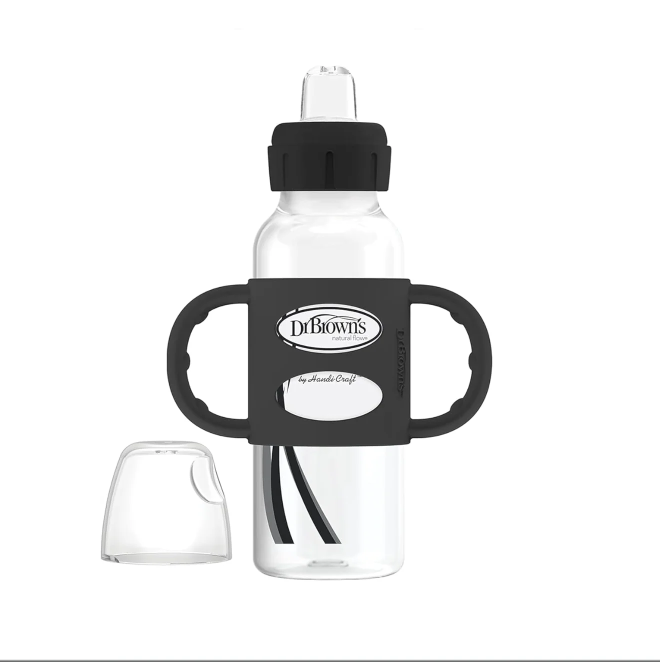 Dr. Brown's Milestones Sippy Spout Bottle with Silicone Handles, 2 Pack, Narrow-Neck, Green/Gray, 8 oz/250 ml - Image 2