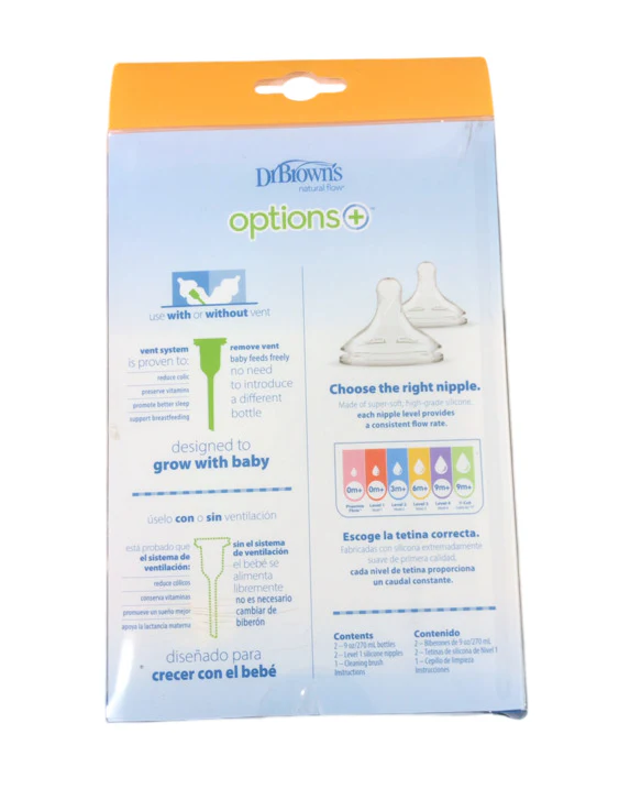 Dr. Brown's Options+ Anti Colic Wide Neck Bottles 2-Pack, 9 oz/270 ml, Ocean - Image 3
