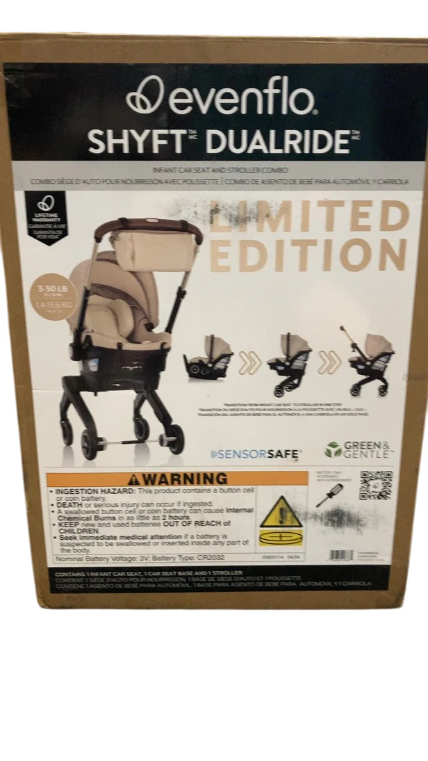 Evenflo Gold Shyft Dual Ride Infant Car Seat Stroller Combo, Champagne, 2024, with Green/Gentle Fabric - Image 15