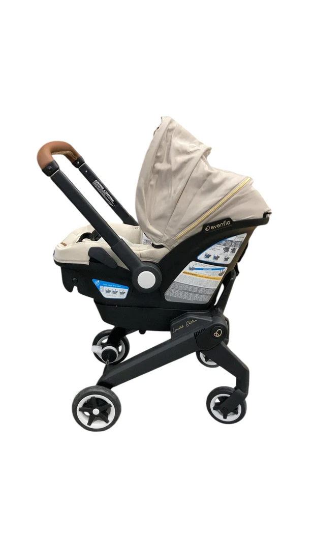 Evenflo Gold Shyft Dual Ride Infant Car Seat Stroller Combo, Champagne, 2024, with Green/Gentle Fabric - Image 4