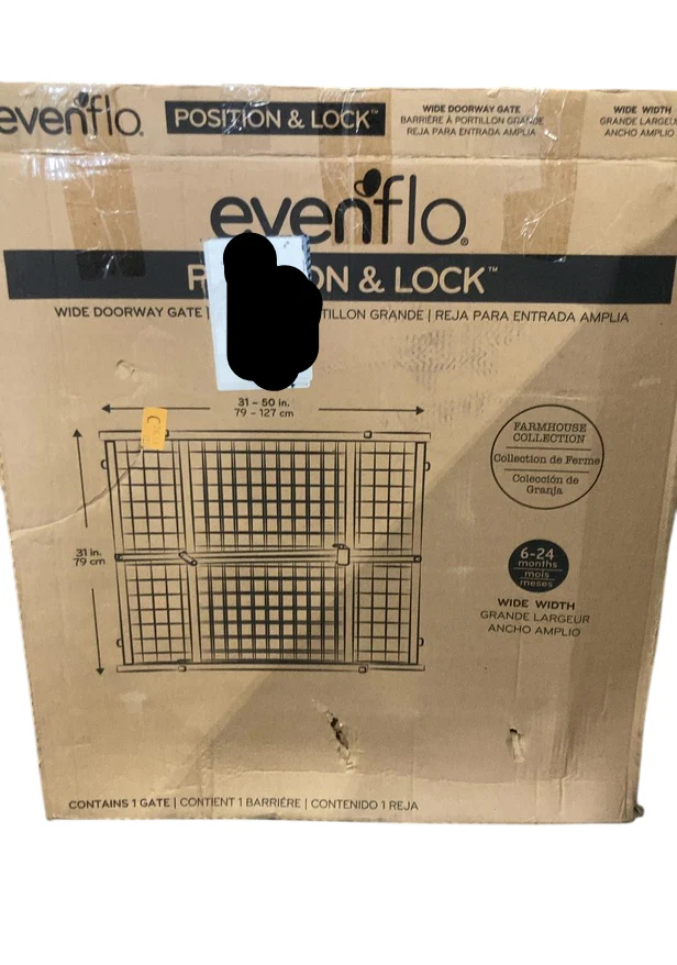 Evenflo Position And Lock Tall Pressure Mount Wood Gate, Farmhouse Collection - Image 3