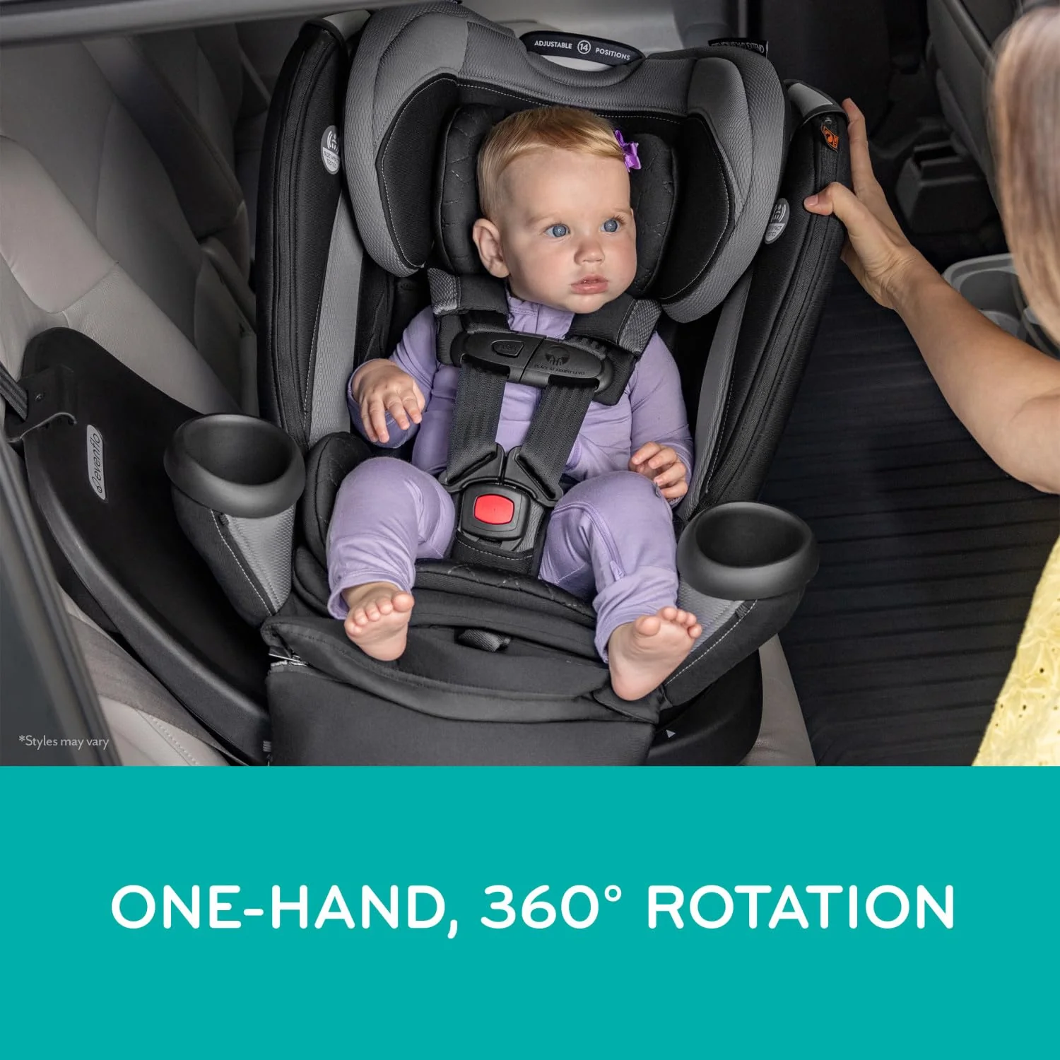 Evenflo Revolve 360 Extend All-in-One Rotating Car Seat with Quick Clean Cover, Revere Gray, 2025 - Image 2