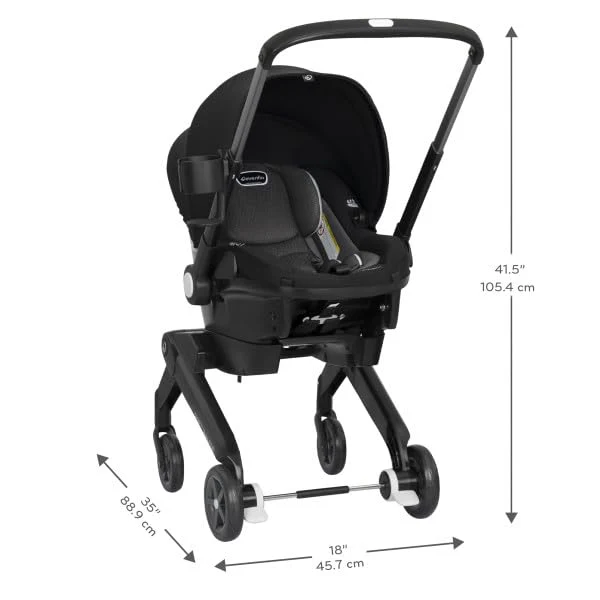 Evenflo Shyft Dual Ride Infant Car Seat Stroller Combo, 2024, Beaufort Black, Original Model - Image 5