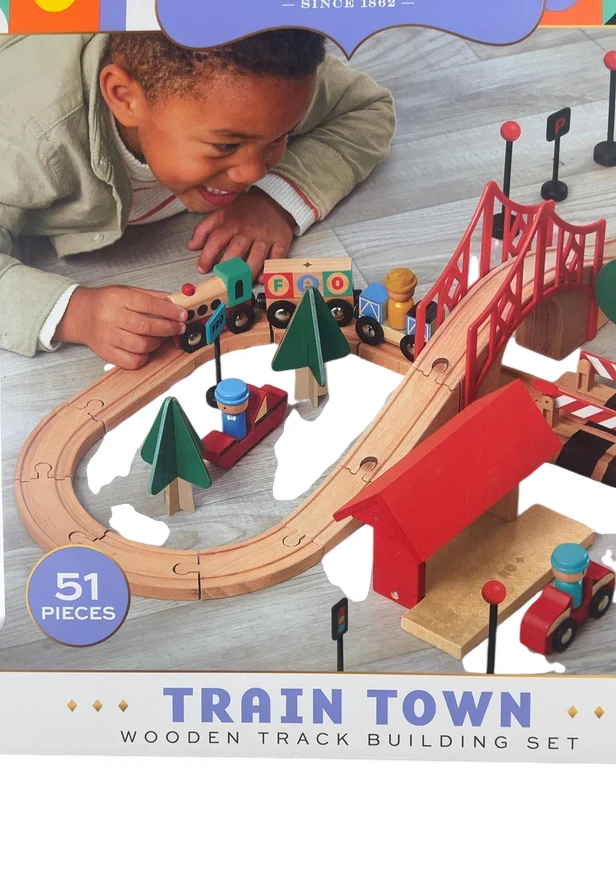 FAO Schwarz Train Town Set, Wooden Set - Image 4