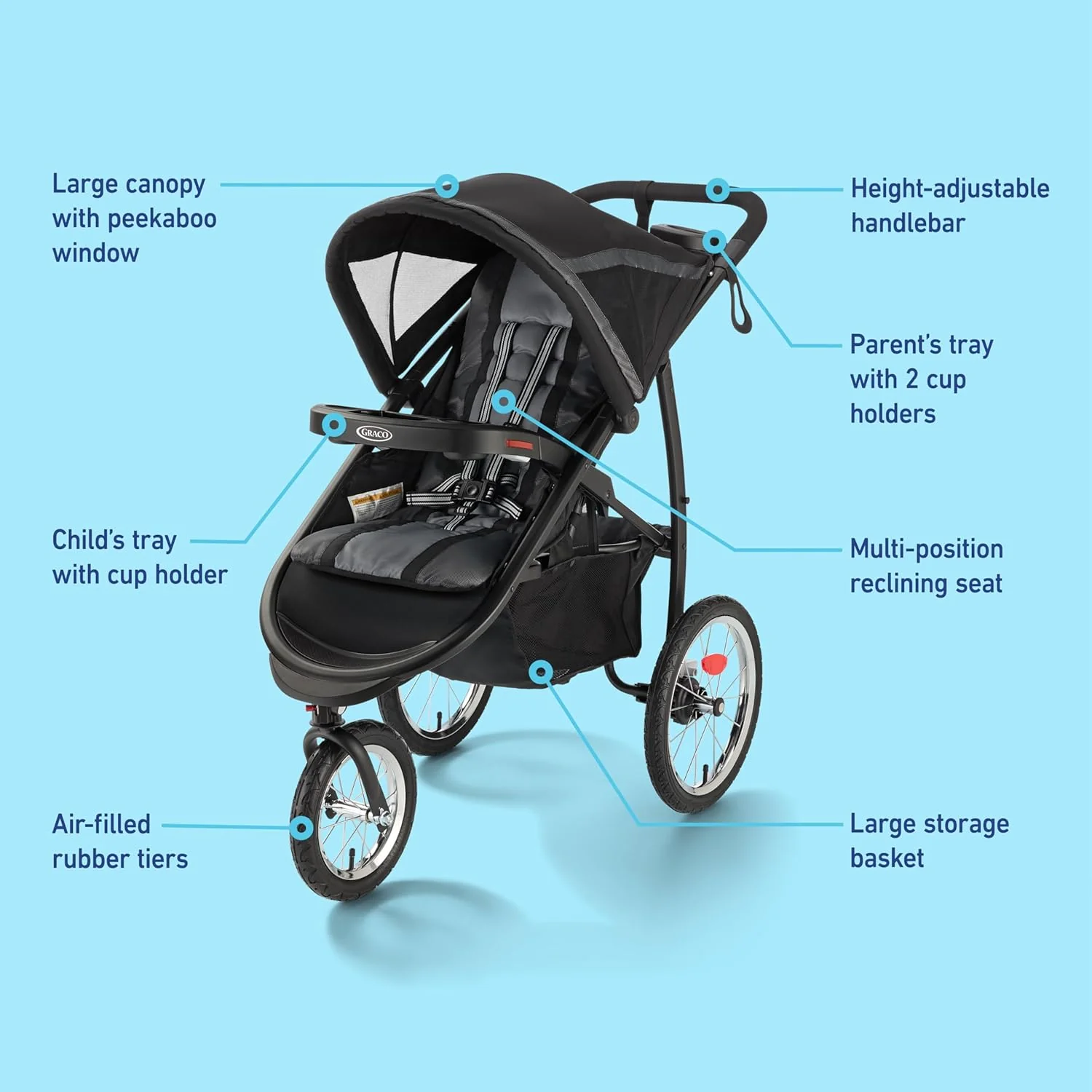 Graco FastAction Fold Jogging Travel System, Gotham, 2025 - Image 2