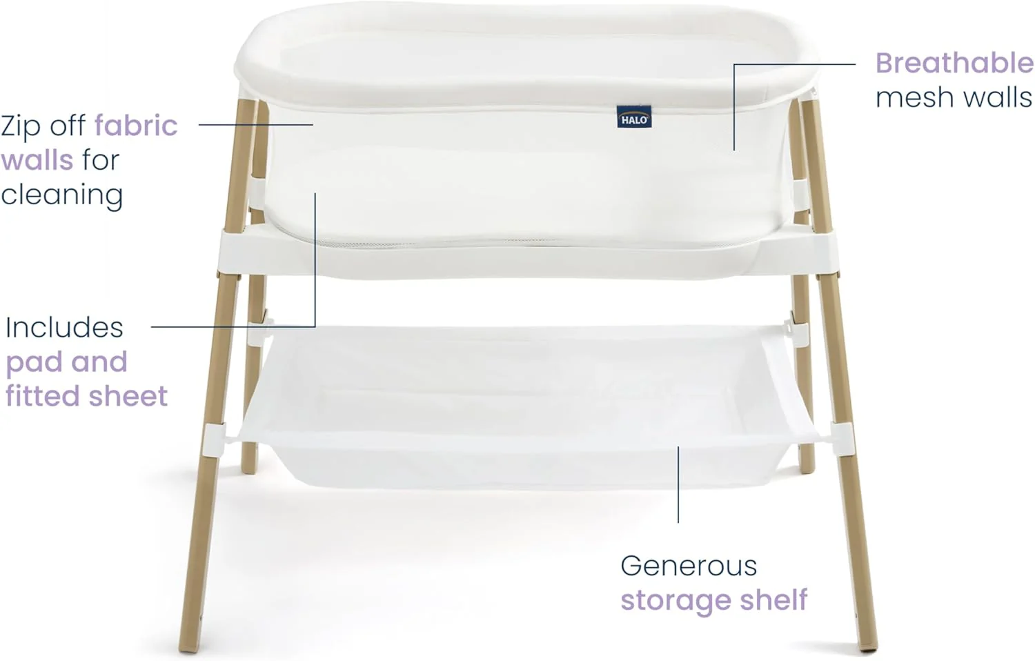 Halo BassiNest Essential Sleeper, White - Image 2