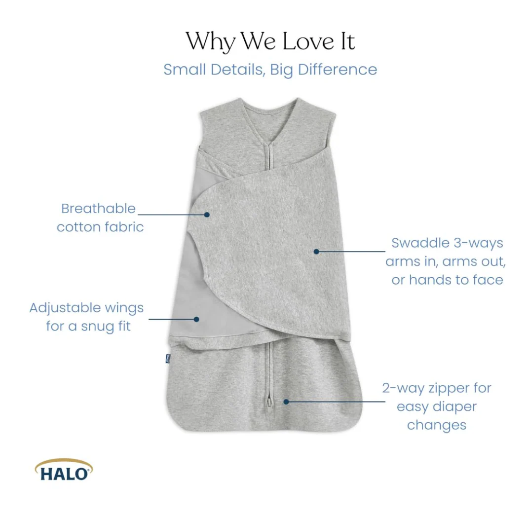 Halo SleepSack Swaddle, Small, Baby Blue - Image 2