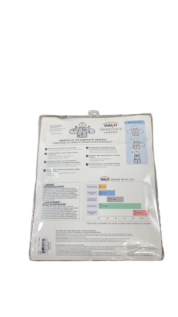 Halo SleepSack Swaddle, Newborn, White Lamb Scribble - Image 2