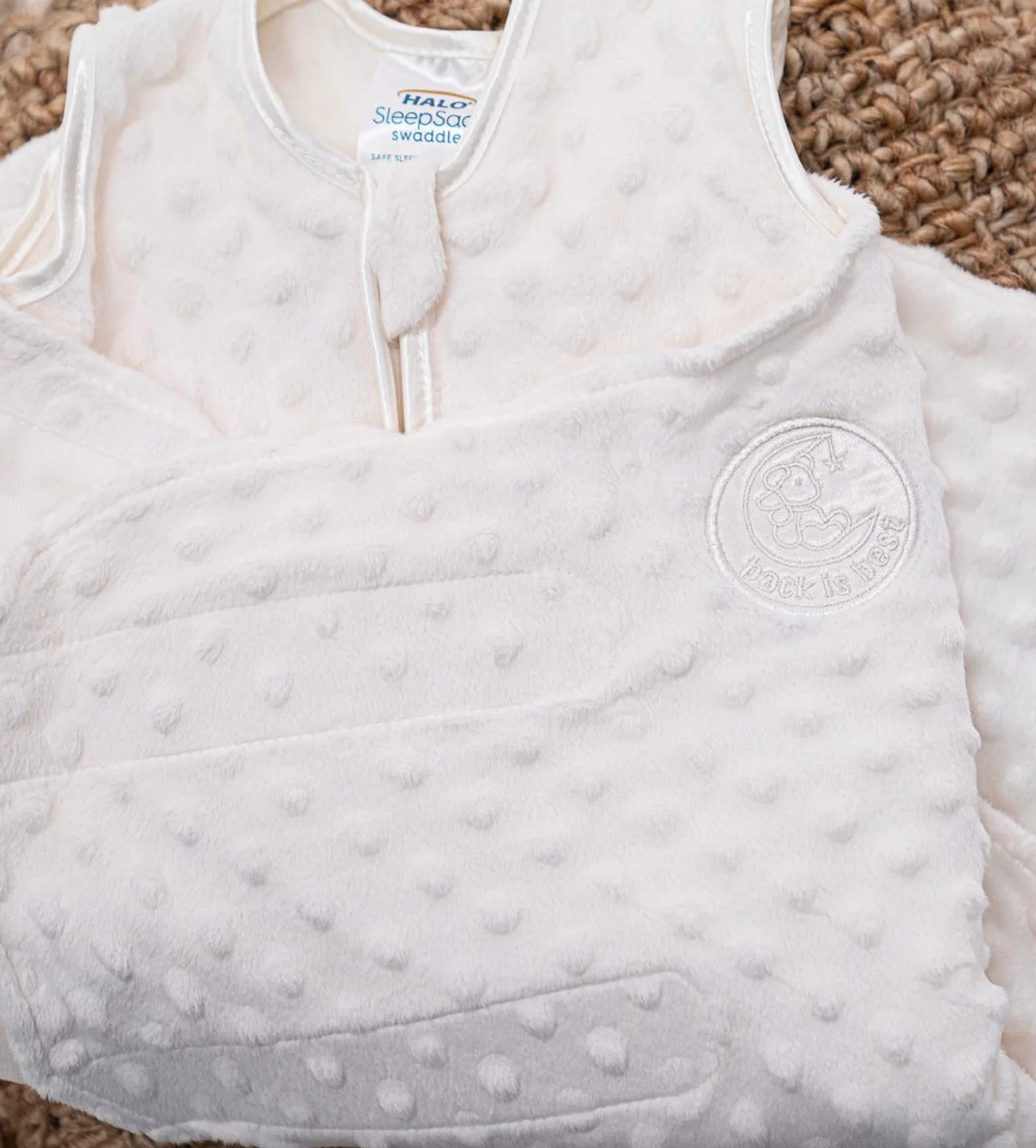 Halo SleepSack Swaddle, Small, Plushy Dot Velboa Cream - Image 3