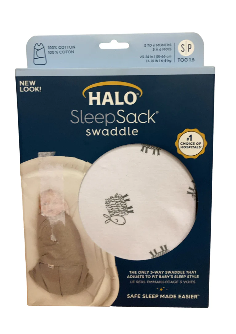 Halo SleepSack Swaddle, Small, White Lamb Scribble - Image 3