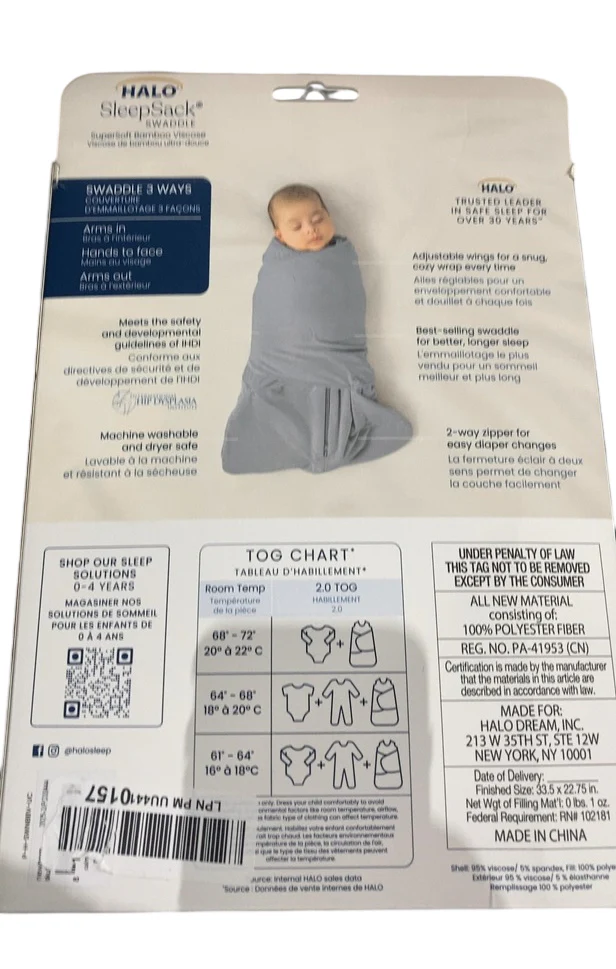 Halo SuperSoft SleepSack Swaddle, Newborn, Calm Sage - Image 3