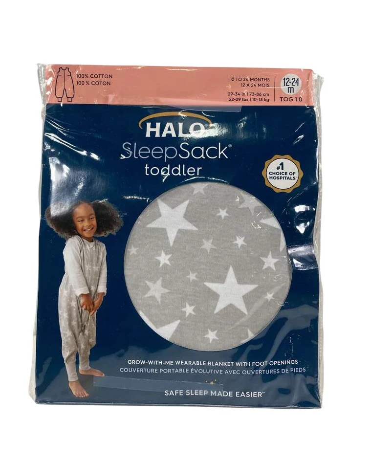 Halo Toddler SleepSack Wearable Blanket, 12-24 Months, Cotton, Grey In the Stars, TOG 1.0 - Image 2