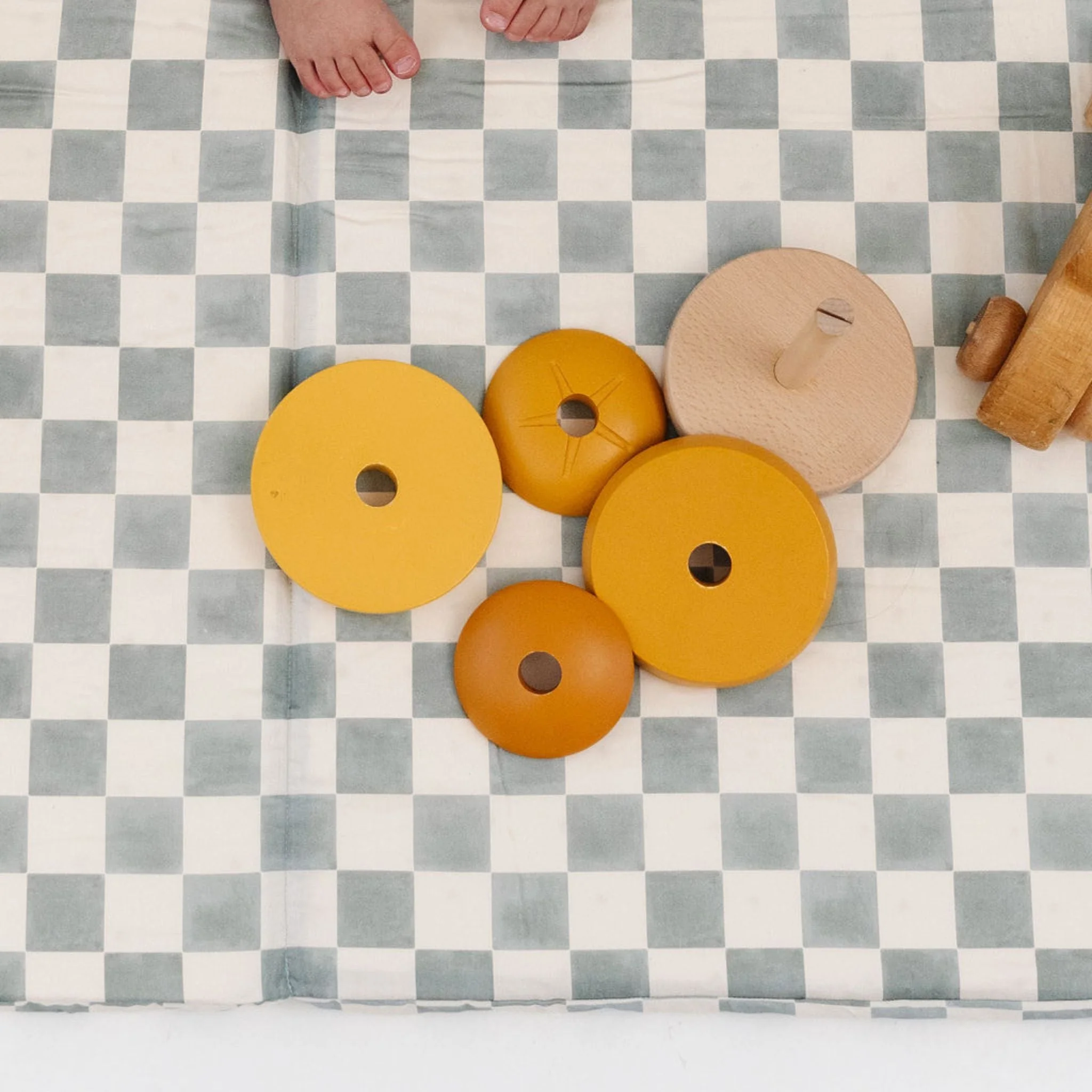 Toki Kids Checker Matcha Organic Cotton Mat - Image 6