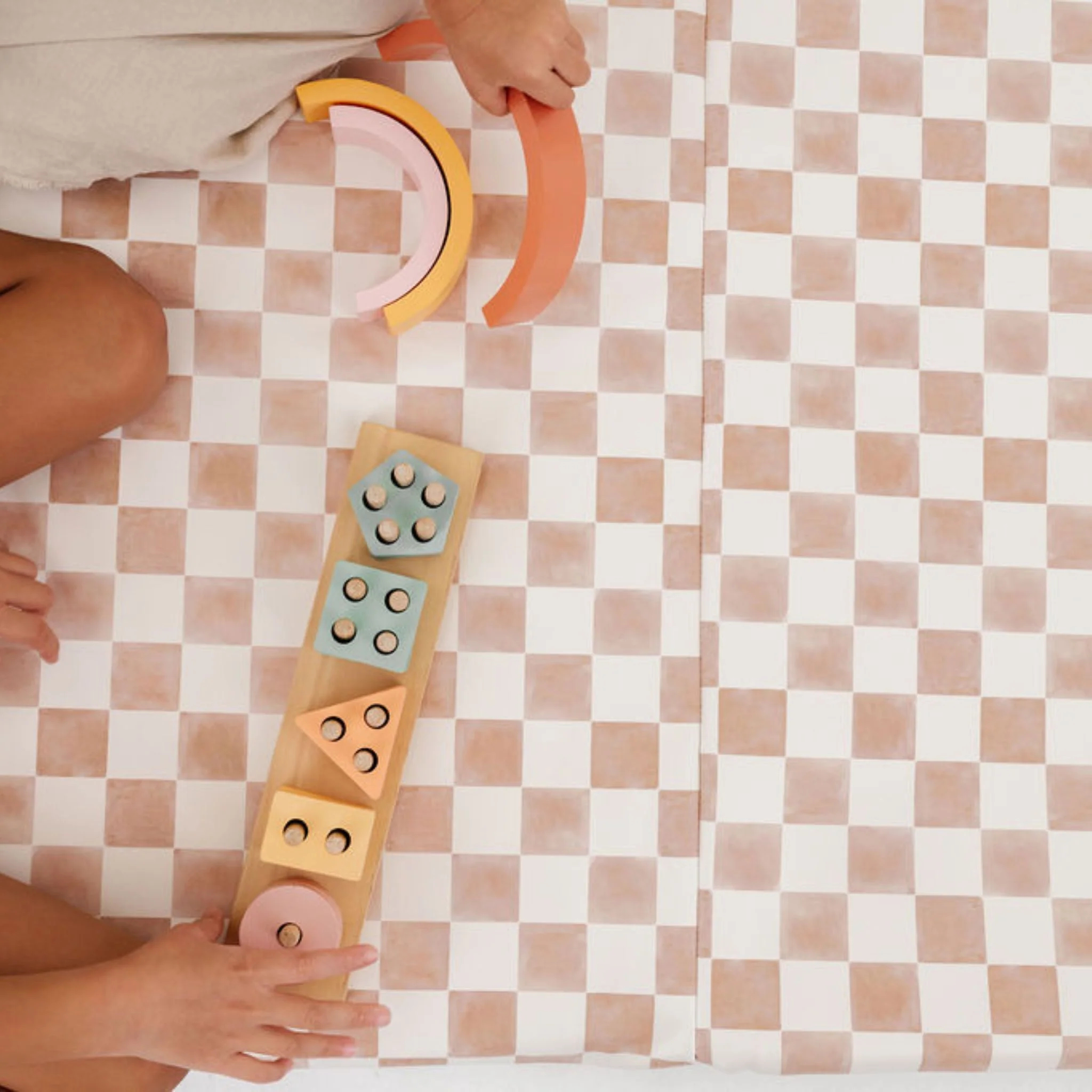 Toki Kids Checker Toffee Vegan Leather Mat - Image 6
