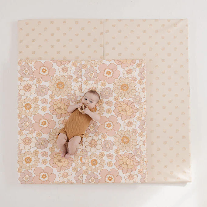 Toki Mats Padded Play Mat, Rainbow Stamp in Cream Vegan Leather, Multiple Sizes - Image 32