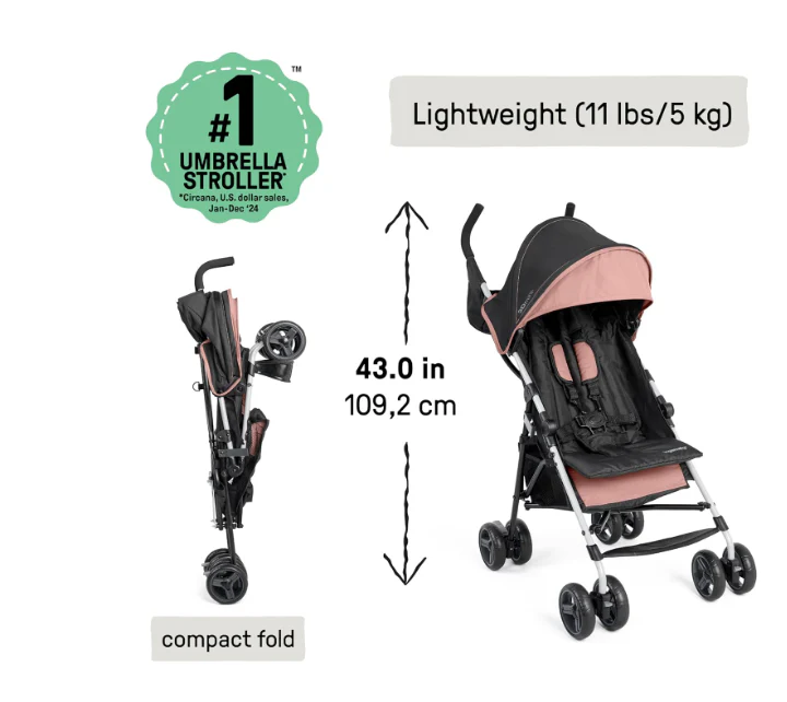 Ingenuity 3D Mini Convenience Stroller, Dusty Rose Pink - Image 2